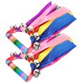 thumbnail image 2 of EeaseCA 2pcs Rhythm Beat Shaking Jingle Bell Rainbow Ribbon Handheld Percussion Tambourine, 2 of 8