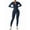 Dark Blue, variant on Women Long Sleeve Workout Jumpsuit Zip Up Romper Bottom Pants Bodysuit Bodycon Hemp Grey XL