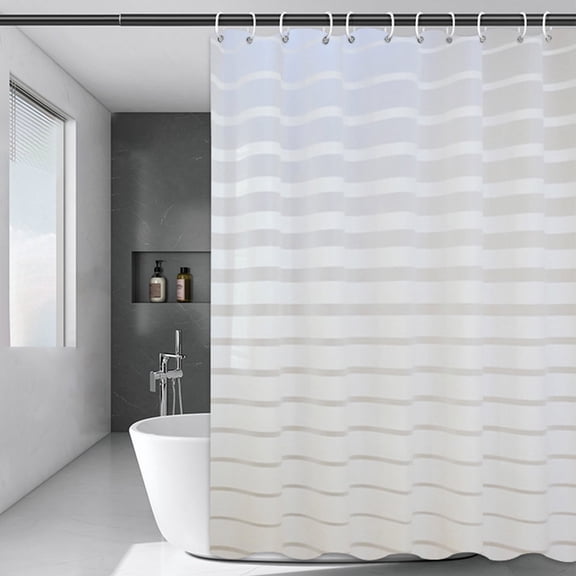 AuroraX Long Shower Curtains 72" x 78" Striped Bath Curtain White Mildew Resistant Boho Waterproof Abstract Neutral Bathtub Cortinas for Bathroom Decor
