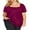 Plum, variant on SHEWIN Womens Plus Size T Shirts 2025 Summer Blouse Tops Square Neck Puff Sleeve Tops Blue 1X