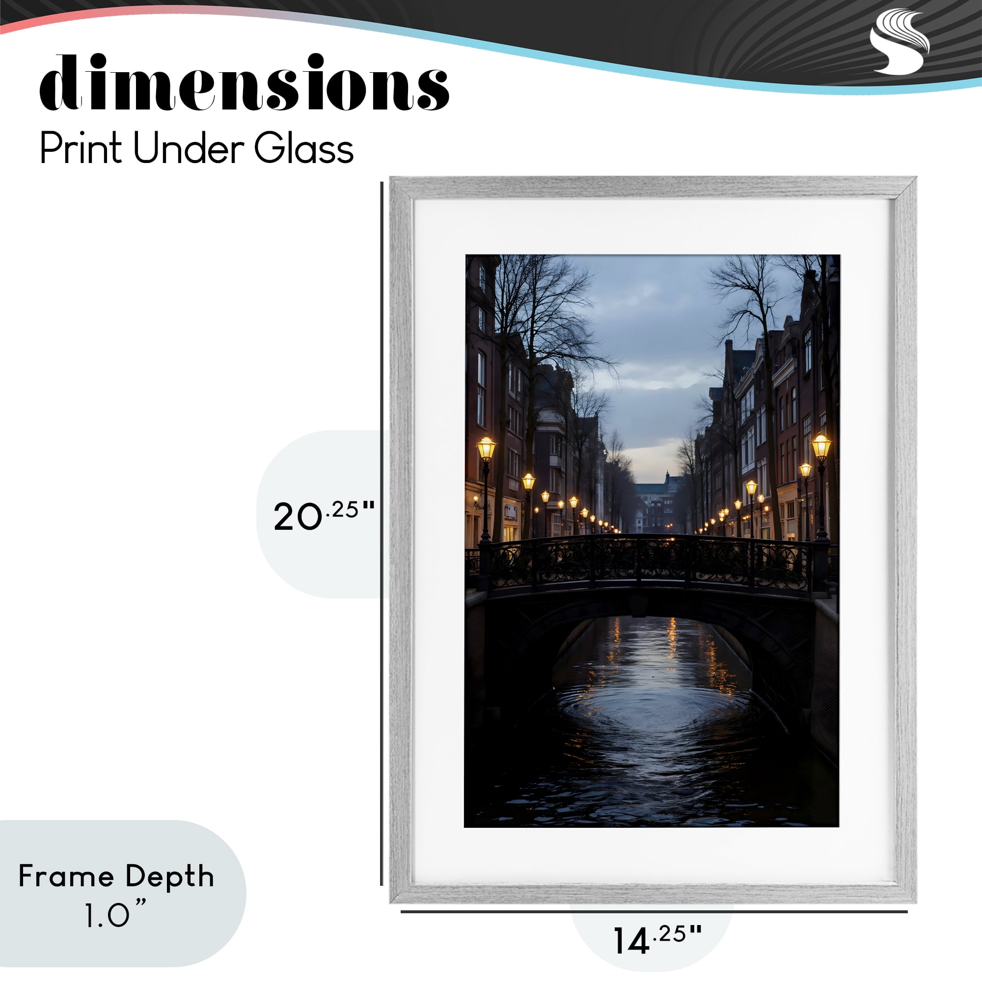 Stupell Industries Lantern Light over Quiet Canal Gray Framed Print Under Glass, design by Creative Studio