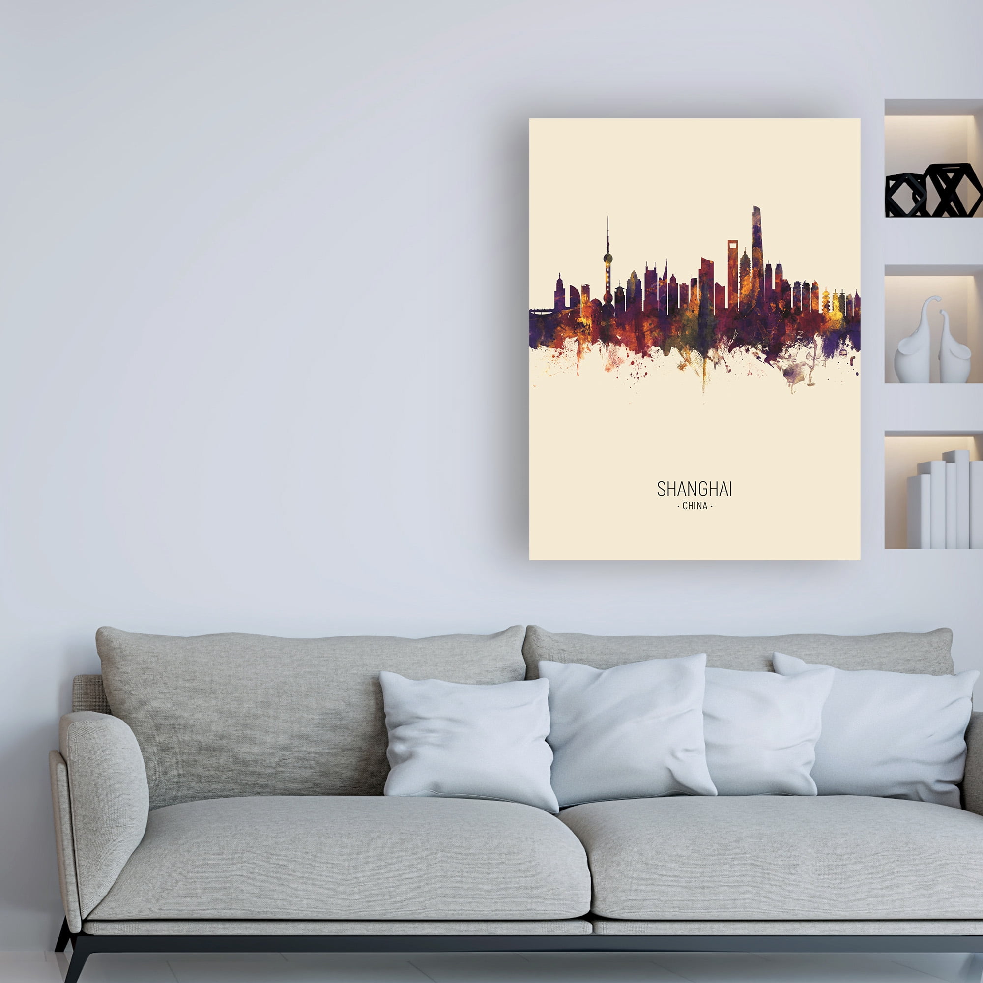 Trademark Fine Art 'Shanghai China Skyline Portrait III' Canvas Art by Michael Tompsett