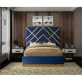 thumbnail image 4 of Meridian Furniture Vector Rich Velvet Queen Bed in Navy, 4 of 6
