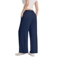 thumbnail image 5 of Womens Linen Wide Leg Pants Casual Zipper Front Summer Cropped Trousers Beach Vacation Dressy Pants with Pockets S, 5 of 6