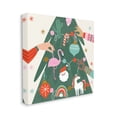 thumbnail image 3 of People Decorating Christmas Fir Tree Cheerful Ornaments Holiday Graphic Art Gallery-Wrapped Canvas Print Wall Art, 3 of 7