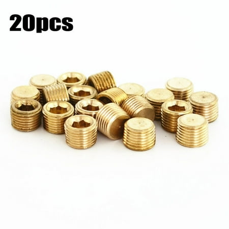 

20pcs 1/8 PT Male Thread Brass Internal Hex Head Socket Pipe Plugs End Cap