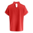 thumbnail image 4 of vigerkar Women's Dressy Business Casual Blouses Short Sleeve Tops Summer Outfits Pleated Work Shirts (Red, S), 4 of 7
