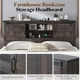thumbnail image 4 of PLAUIN 44" H farmhouse King Bed Frame, Rustic Wood Platform with Bookcase Headboard, Black, 4 of 9