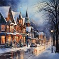 thumbnail image 1 of (A3230) Serie Paisaje Callejero Lleno Diamantes Nieve Invierno Resina 40*40CM, 1 of 9
