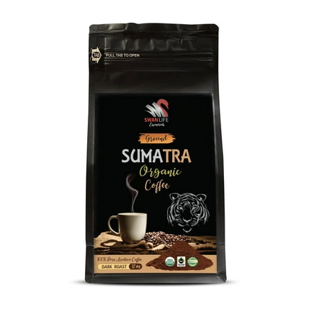 SUMARTA GROUND COFFEE ORGANIC - arabica, dark rost, fair trade, low acidity - 1 Pack - 12 Oz