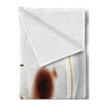 thumbnail image 2 of Coffee Art Soft Flannel Fleece Throw Blanket, Be Outgoing and Sociable Inspiration Hot Drink Friendly Giraffe, Cozy Plush for Indoor and Outdoor Use, 60" x 80", Brown Orange Black, by Ambesonne, 2 of 5