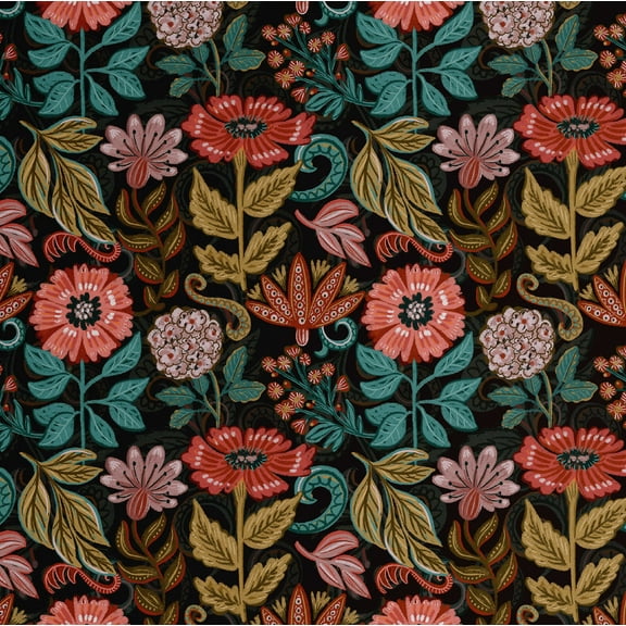 S4Sassy Self Adhesive Wallpaper, Vintage Garden Bloom Wallpaper, Black Removable Diy Vinyl Wall Covering, Plain Peel And Stick Contact Paper For Entryway Accent Wall, Easy Home Decor(25"X120")