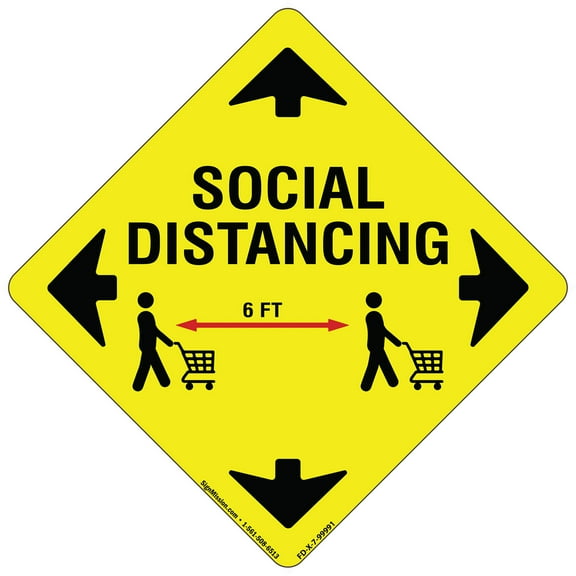 Coronavirus Social Distance 6 Ft Non-Slip Floor Graphic | 3 Pack of 7" Vinyl Decal | Protect Your Business, Work Place & Customers |  Made in The USA