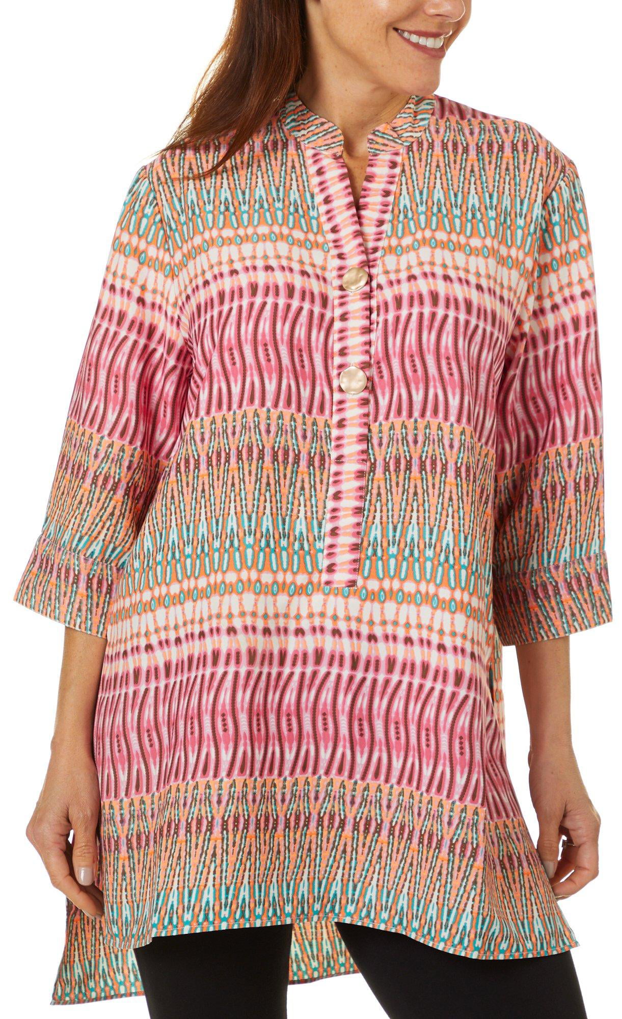 Coral Bay - Coral Bay Womens Batik Inspired Print Tunic Top - Walmart ...
