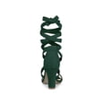 thumbnail image 3 of BLISSFUL STEP Sandales pour Femmes Couleur Unie Talons Blocs Moyens Sandales à Lacets Vert 9, 3 of 8