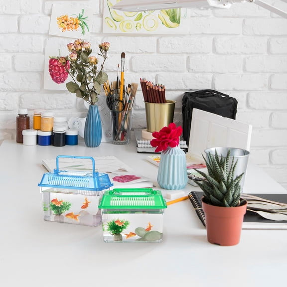 Soimiss 5Pcs Plastic Aquarium Portable Fish Tank Lightweight Turtle Habitat Assorted Color