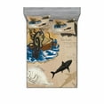 thumbnail image 2 of Ambesonne Nautical Fitted Sheet & Pillow Sham Set, Sea Monsters Pirate, Twin, Multicolor, 2 of 3