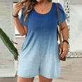 thumbnail image 2 of Htigea Clearance Women's Summer Short Sleeve V Neck Short Jumpsuit Loose Casual Romper with Pockets Blue,2XL, 2 of 6