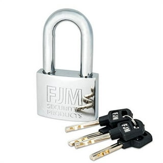FJM Security Products SPSA80-CR-KA Triple Chrome Plated D-Shaped Security  Padlock, 3-1/8