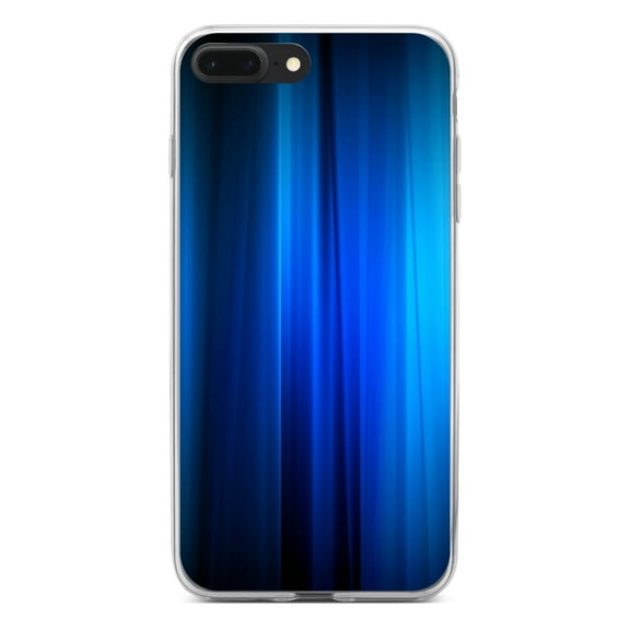 DistinctInk Clear Shockproof Hybrid Case for iPhone 7 PLUS / 8 PLUS (5.5" Screen) - TPU Bumper, Acrylic Back, Tempered Glass Screen Protector - Bright Blue Curtain