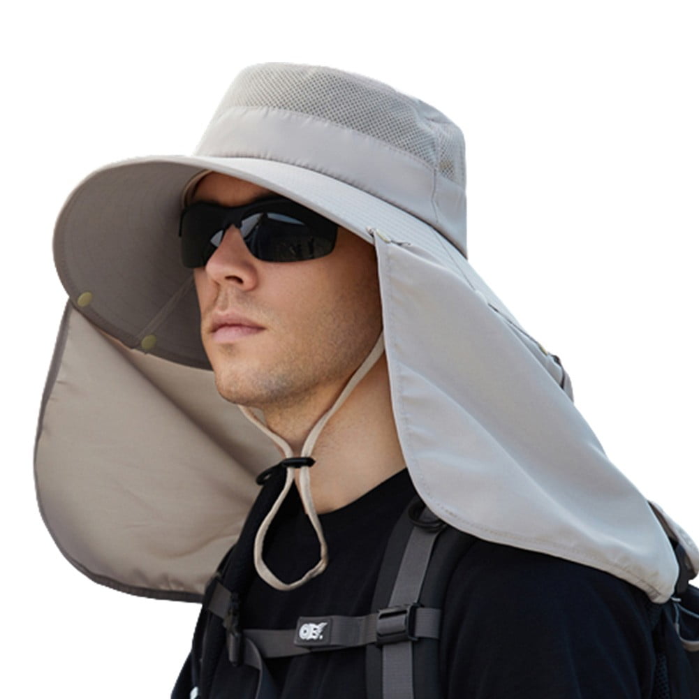 2 in 1 Summer Men Women Boonie Hat with Neck Flap Outdoor Bucket Hat Sun Protect