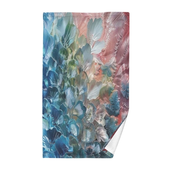 Pure Cotton Face Towel 16x28 Inches Hand Towel Bath Towel Hand Bath Towels Soft Good Water Absorption for Washing Face Wiping Face Blue Leaves