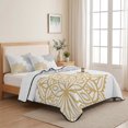 thumbnail image 5 of Full Quilt Set 78''x90'', Boho Gray Beige Floral Lightweight Summer Bedspread Coverlet Set with 2 Pillow Shams, Retro Abstract Art Flowers Breathable All Season Quilt Bedding for Bedroom/Guest Room, 5 of 9