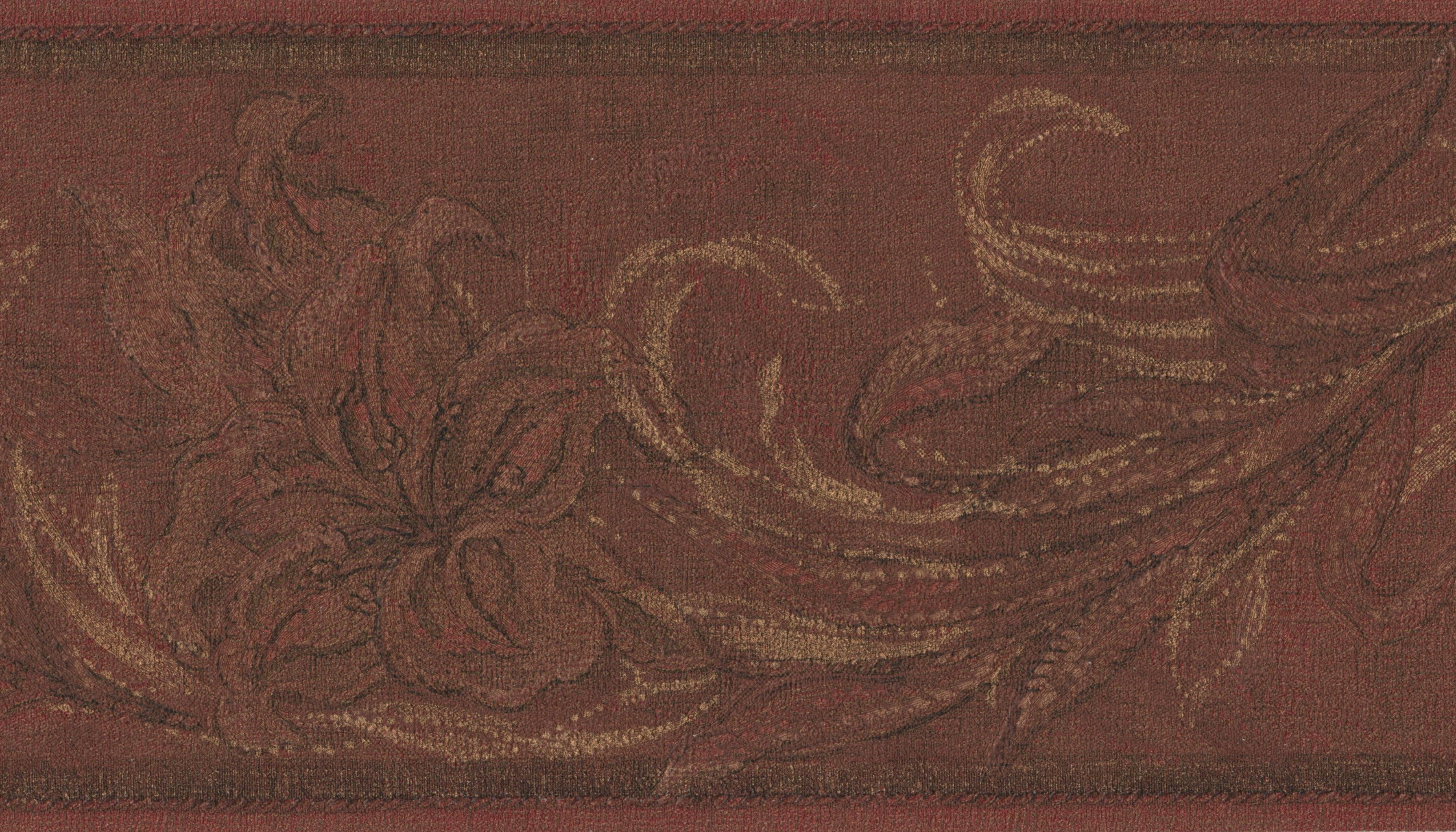 Wallpaper Border Mauve Taupe Floral Modern Wall Border Abstract Design, Roll 15 ft X 5.25 in