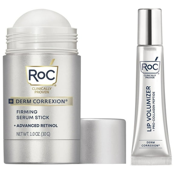 RoC Derm Correxion Firming Retinol Serum Stick & Lip Volumizer Bundle – Anti-Aging Serum & Lip Plumping Treatment