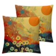 thumbnail image 2 of Acheng Dandelion Zippered Throw Pillow Covers Sunrise Landscape Abstract Mountain Line Aesthetic Bohemian Yellow Red Black Decor Cozys Soft Bedroom Indoor Room Office Square Pillow Covers,2 Pcs White, 2 of 6