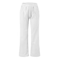thumbnail image 3 of Outfmvch gauze pants women Linen Beach Pants Gaucho Pant Drawstring Elastic Waist Women's Culottes Cotton Linen Palazzo Pants Straight-legs Summer Beach Pants Boho Wide Leg High Waist White M, 3 of 6