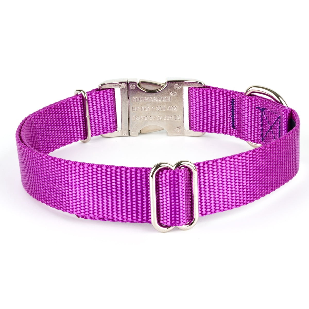 Country Brook Petz® Premium Nylon Dog Collar and Leash Set for Small Medium Large Dogs (Medium, 3/4 Inch, Bright Purple)
