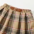 thumbnail image 6 of 8Y Big Girls Clothes Big Girls Outfits 9 Years Girls Long Sleeve Solid Color Top Plaid Skirt 2PCS Girls Fall Winter Clothing Set Khaki, 6 of 7