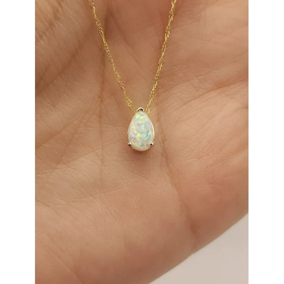 2 Ct Pear Cut Fire Opal Solitaire Pendant 14K Yellow Gold Plated Free Chain