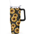 thumbnail image 2 of Black and Yellow Sunflowers 40 Oz Tumbler with Handle Lid and Straw, Stainless Steel Double Walled Vacuum Insulated Cup, Cute Birthday Gifts Tumbler for Women Men Friends, 2 of 7