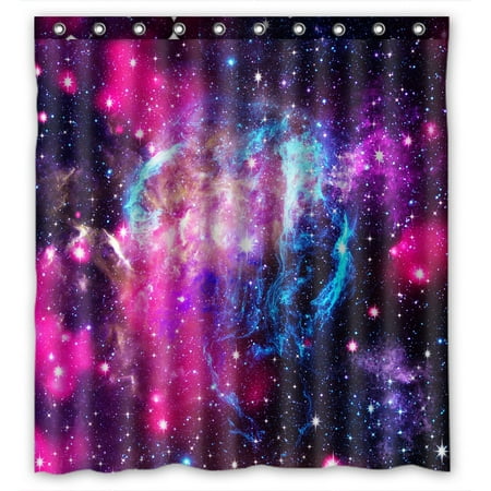 Pink And Purple Shower Curtain PHFZK Cosmos Cosmic Shower Curtain, Abstract Nature Universe Galaxy Nebula in Deep Outer Space Bule Purple Pink Polyester Fabric Bathroom Shower Curtain 66x72 inches ()