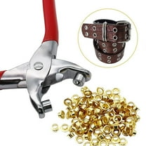 Xecvkr 100PC 4mm Eyelets Grommets Kit with Washer Titanium Coated Metal Hole Punch Pliers Tool for Leather Canvas Tarpaulin Tents Bags DIY Craft Repair