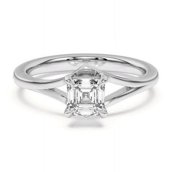 Empire Jewelry 1.7 Ct Asscher Cut Moissanite Chevron Duo Engagement Ring - Solitaire Wedding Ring in 14K White Gold Plated for Women