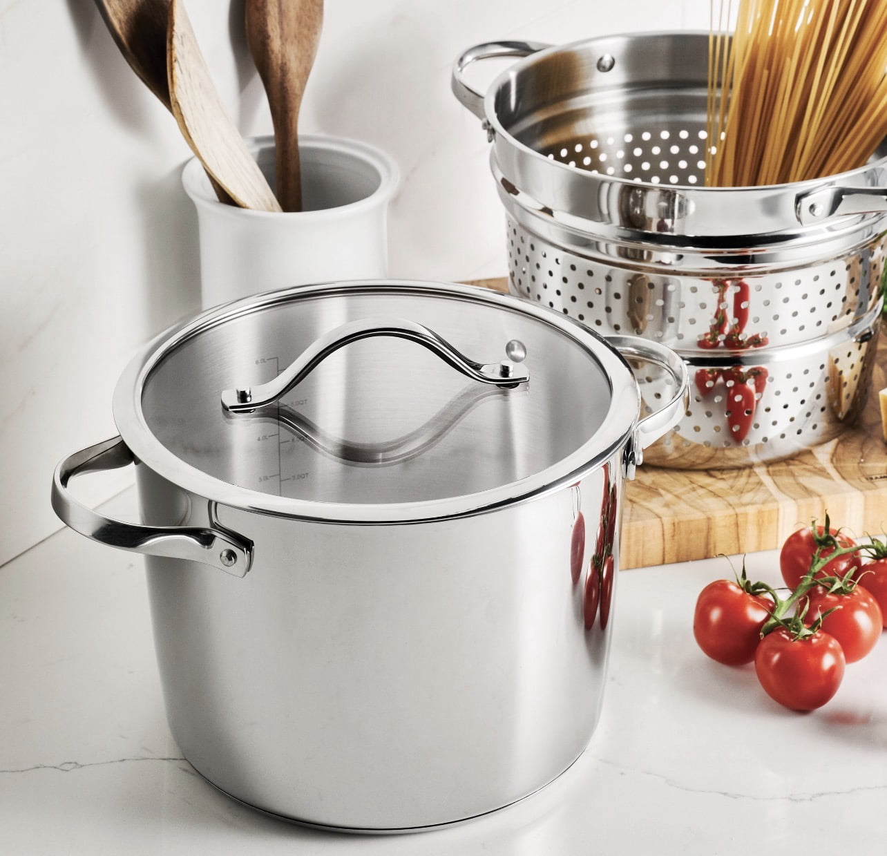 Tramontina 8-Quart Stainless Steel Tri-ply Base Multicooker with Pasta Insert