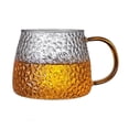 thumbnail image 1 of Tazas de café de vidrio martillado, 13.5 oz, de vidrio texturizado transparente con asa for el hogar, la oficina y cafeterías., 1 of 6