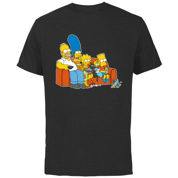 The Simpsons Homer Marge Maggie Bart Lisa Simpson Couch - Short Sleeve Cotton T-Shirt for Adults- Customized-Black
