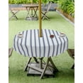 thumbnail image 3 of Navy Blue Striped Outdoor Tablecloth - 60 Inch Round Dining Table Cover, Navy Blue White Stripes Farmhouse Waterproof Outdoor Table Cloth with Umbrella Hole & Zipper for Picnic/Patio/Party, 3 of 5