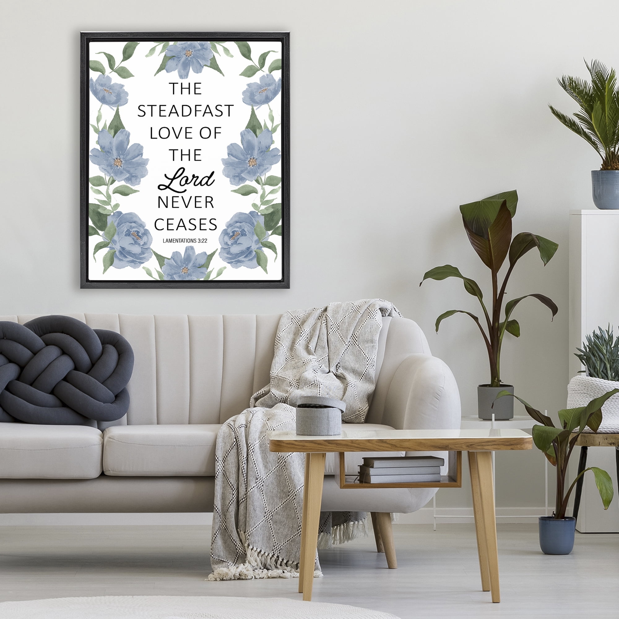 Stupell Industries Steadfast Love Of The Lord Black Framed Floater Canvas Wall Art, design by Lucille Price