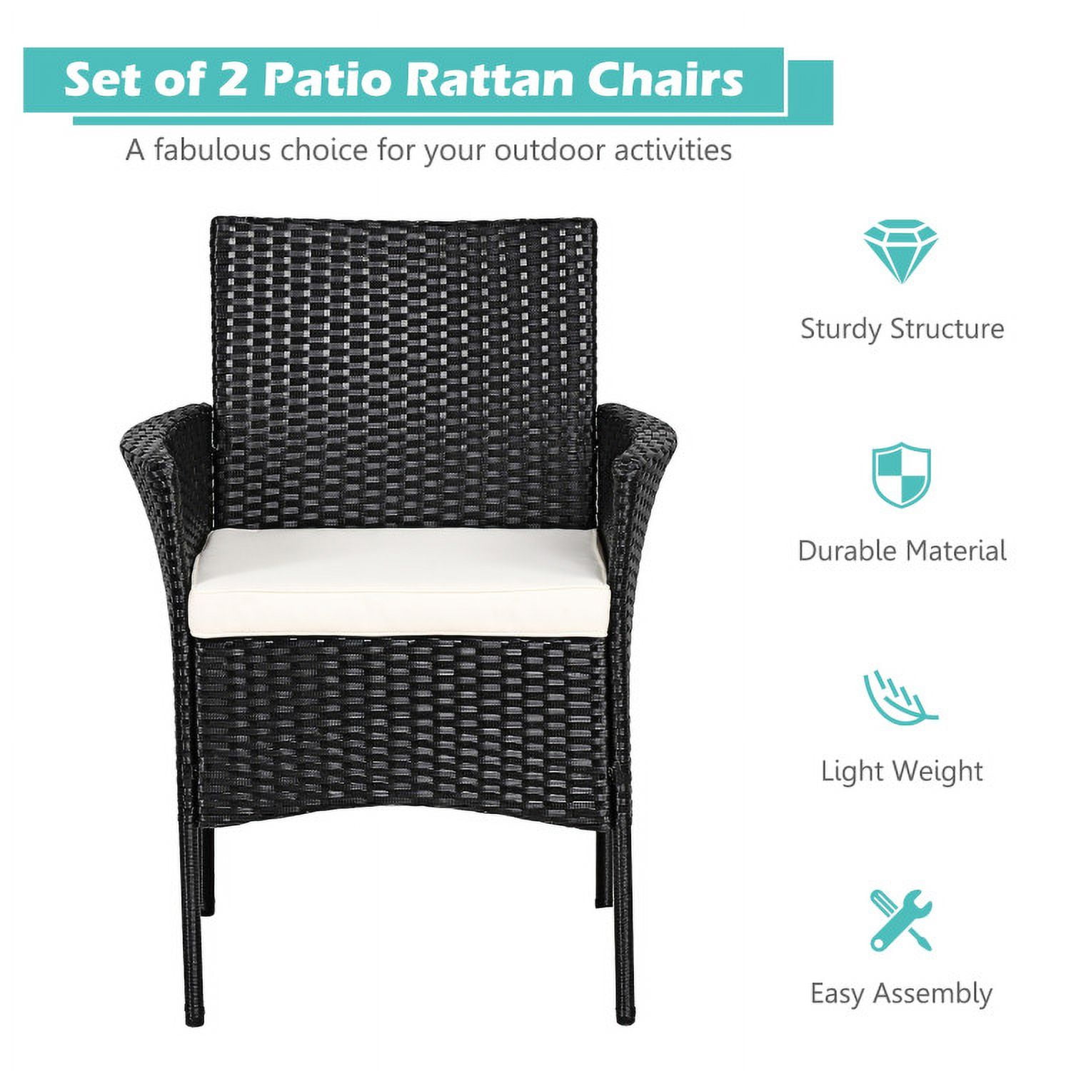 Aimee Lii 2 Pieces Patio Wicker Chairs with Cozy Seat Cushions, Outdoor Patio Set