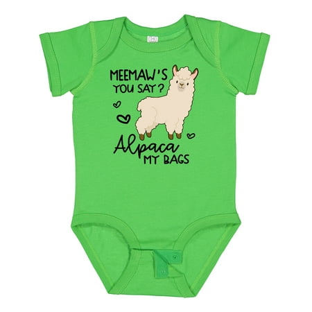 

Inktastic Meemaw s You Say Alpaca My Bags Gift Baby Boy or Baby Girl Bodysuit