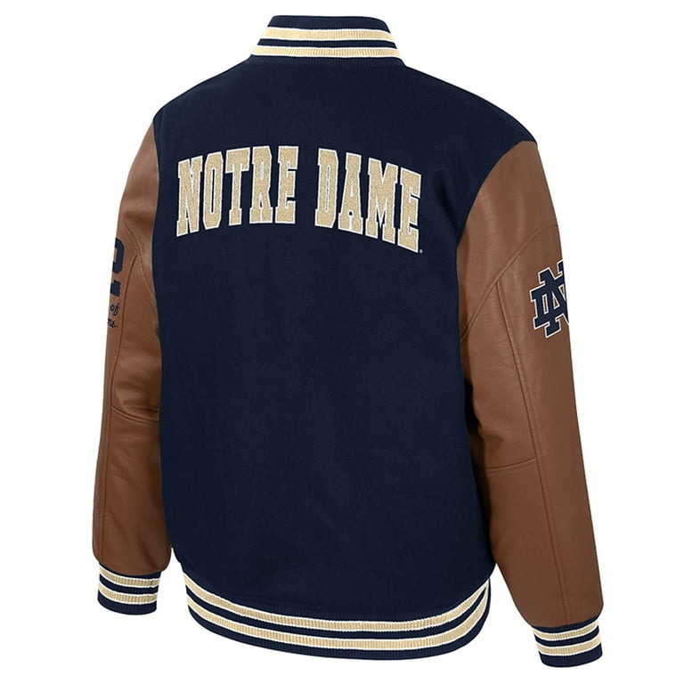Men's Colosseum Navy Notre Dame Fighting Irish Letterman Full-Snap