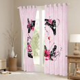 thumbnail image 3 of Erosebridal Initial C Blackout Curtains Set of 2 (52x84 Each) for Kids, Pink Groovy Flower Window Curtains, 3 of 6