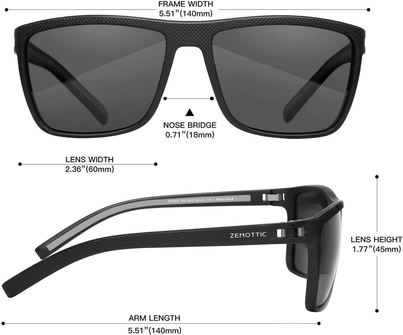 ZENOTTIC Grey Frame Blue Lens Aviator Wood Polarized Sunglasses