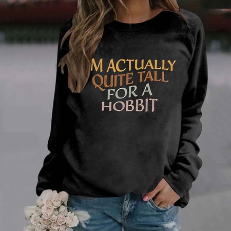 Hoodie Women Mild Crew Neck Pullover Long Sleeve Unique Letter Print Loose Trendy Daily Casual Top Women s Sweatshirts