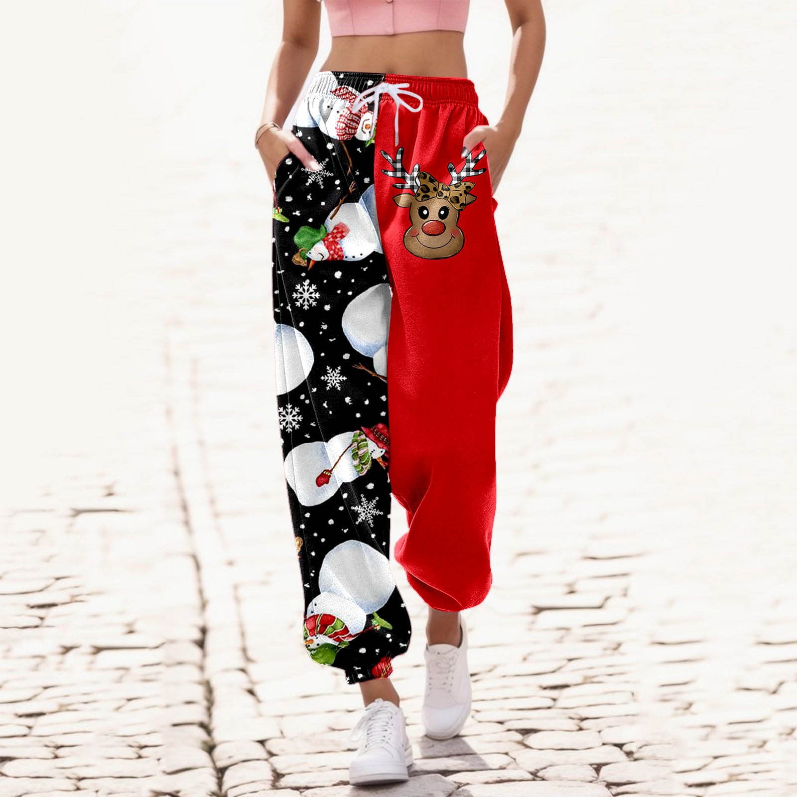 Getervb Pantalon Jogging Femme Pantalon De Sport Taille Haute Pantalons De Survêtement Baggy Avec Poches Pantalons De Détente Pour Yoga Running Fitness Training